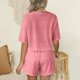 thumbnail image 3 of MKLEKYY Pantalones Cortos Deportivos para Mujer, Informales, de Verano, Suaves y Cómodos, con Cuello Redondo y Diseño A Rayas para Uso Diario En Primavera y Verano., 3 of 4