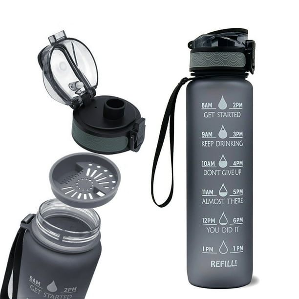 Bouteille d'eau plate de voyage portable A5 sans BPA pour le sport, le  camping, la salle de sport, s'adapte à n'importe quel sac (blanc)
