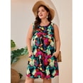 thumbnail image 2 of SHOWMALL Women's Plus Size Sleeveless Dress with Pockets, Pleated Chest Summer Sundress, Multicolored 4X Soft Breathable Tank Dress for Beach & Vacation, 2 of 7