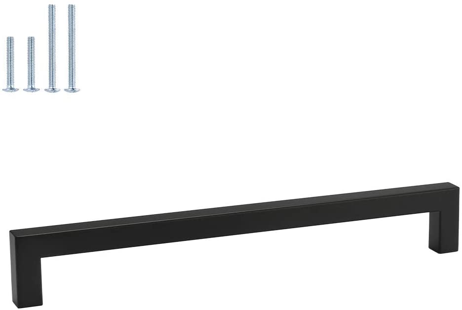 Homdiy 10 Pack Black Pulls Square Matte Black Drawer Handles