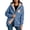 Blue, variant on Womens Halloween Zip Up Hoodies Ghost Printed Sherpa Lined Hooded Jackets Soft Fleece Zipper Outerwear Novelty Spook Season Party Wear XXXL