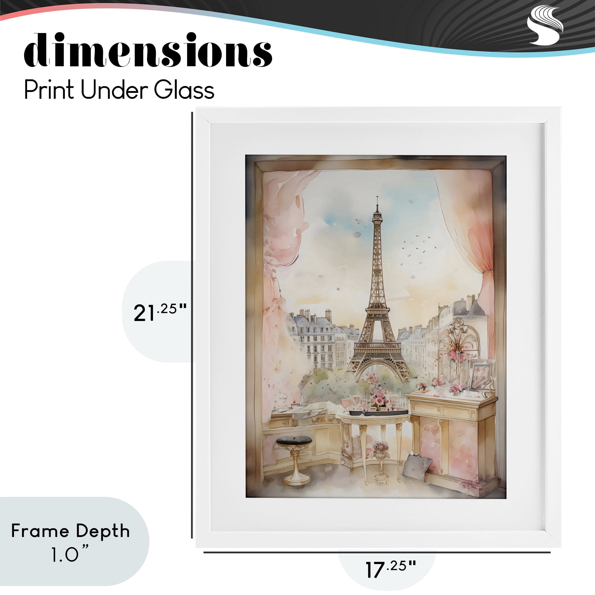Stupell Industries Eiffel Tower Window View White Framed Print Under Glass, design by Creative Studio