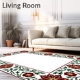 thumbnail image 2 of ODIKA 5x7 Machine Washable Non-Slip Area Rug, Vintage Ornament Medallions with Swirling Ivy and Pinecone Motifs Duo High Traffic Rug with Pad, Maroon, 739805, 2 of 8