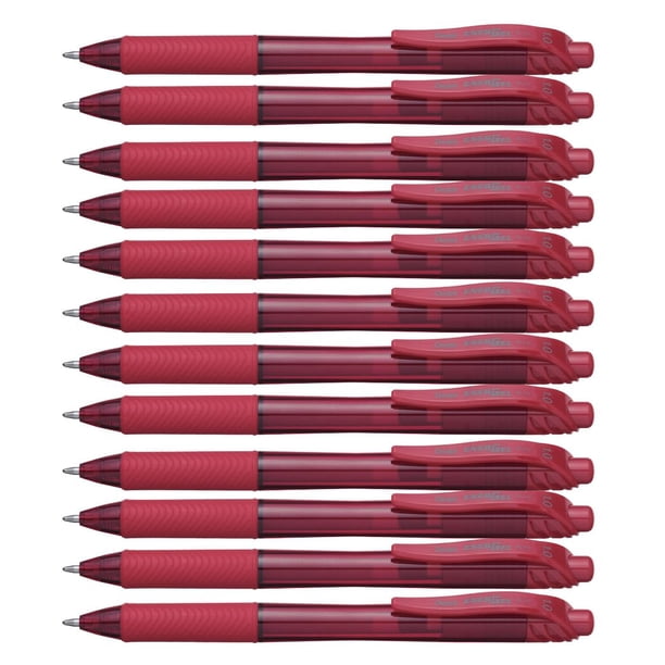 Bolígrafos de gel Pentel EnergelX, retráctiles, tinta roja, 12 unidades