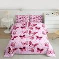 thumbnail image 2 of jejeloiu Pink Butterfly Print Queen Comforter Set,Boho Wild Animal Bedding Sets,Cute Cherry Blossom Bedding Comforter Set For Girl,Microfiber Bedroom Decor Reversible,3-Piece, 2 of 8