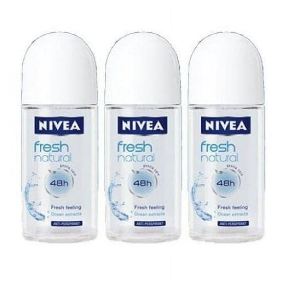 Nivea Fresh Natural 48 .. Hours Deodorant Roll on .. 50 Ml. 3 Pack .. l