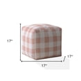 thumbnail image 3 of HomeRoots 518221 17 x 17 x 17 in. Pink & White Cotton Gingham Pouf Ottoman, 3 of 5