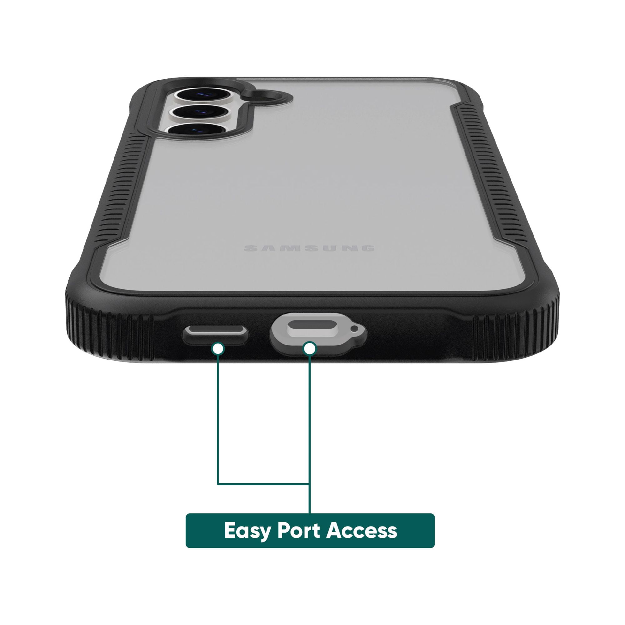 onn. Dual-Layer Phone Case for Samsung Galaxy S24 5G - Black/Clear