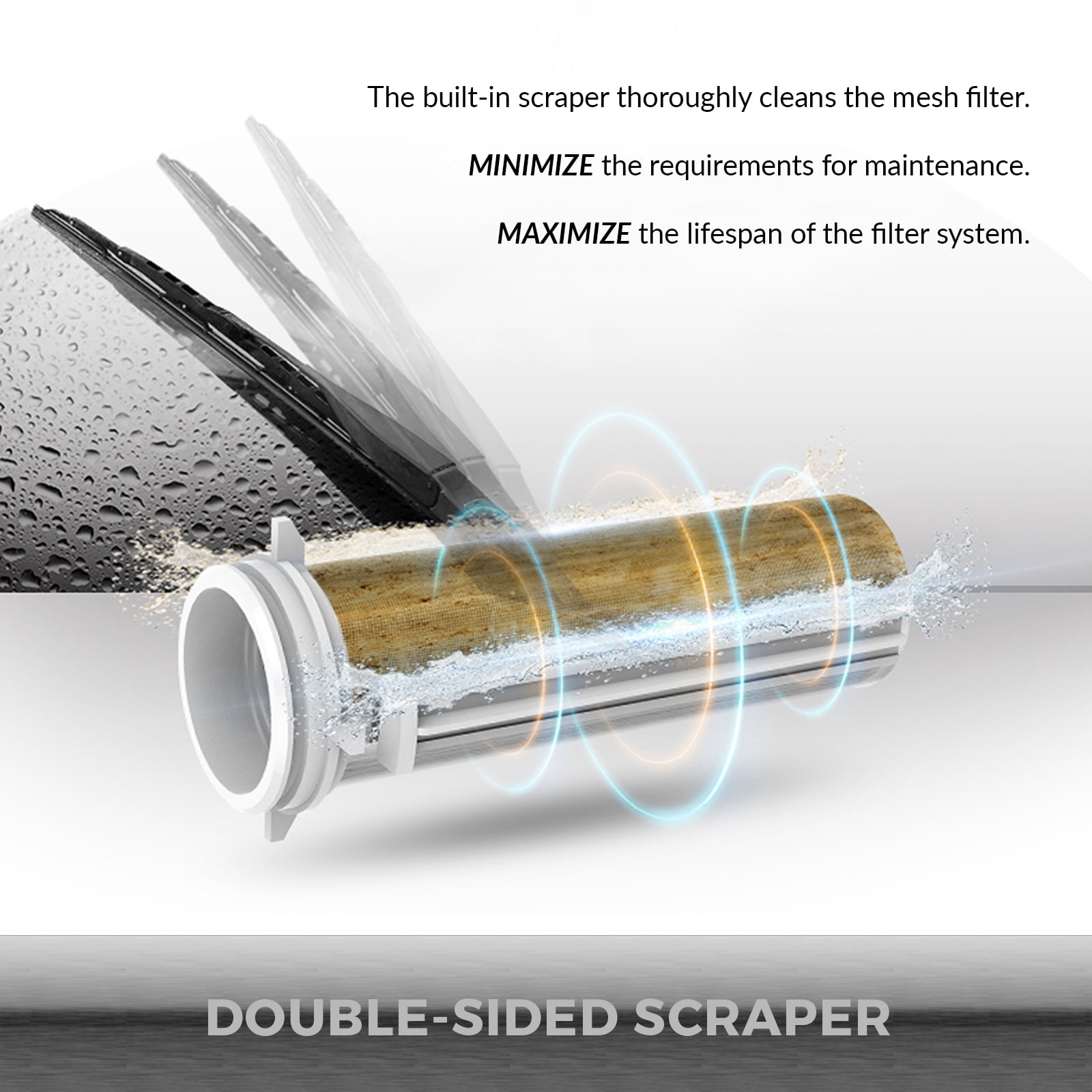 iSpring WSP50GR - Reusable Spin Down Sediment Water Filter (50 Micron w/Scraper & 360°Head)