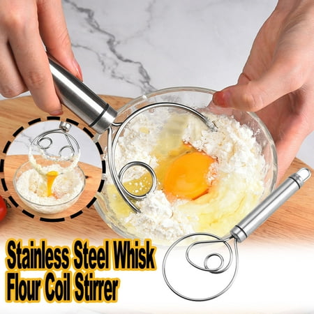 

WGOUP Stainless Steel Whisk Flour Coil Stirrer Egg-Beater Stick Kitchen Baking Tool Silver(Buy 2 Get 1 Free)
