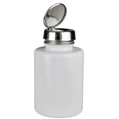 - Menda 35388 6 oz Round Glass Bottle with One Touch Pump, White