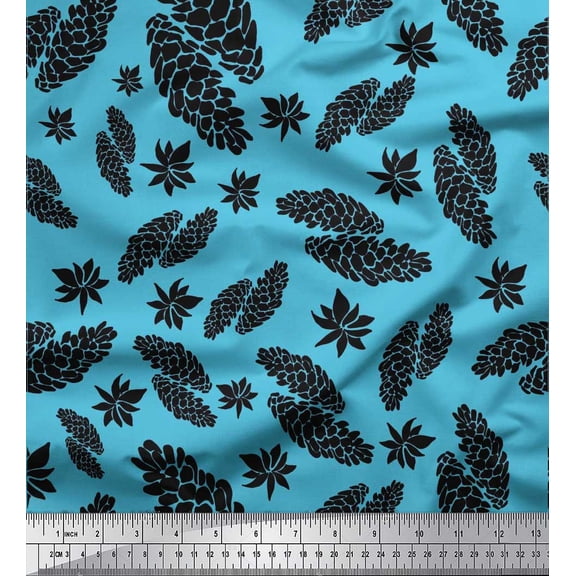 Soimoi Blue Cotton Duck Fabric Star Anise Fruits Printed Craft Fabric by the Yard 42 Inch Wide