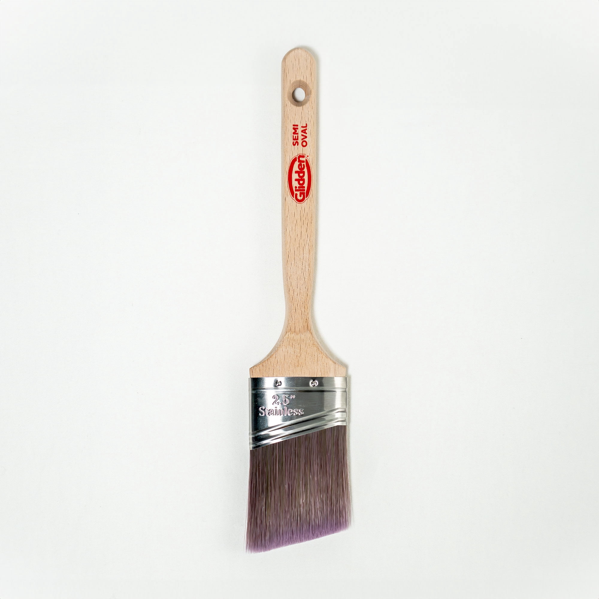 (3 pack) Glidden Semi-Oval Paintbrush with Wood Handle, Angled Sash, 2.5 Inch