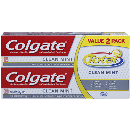 Colgate Total Toothpaste, Clean Mint, 2 Pack, 12 oz