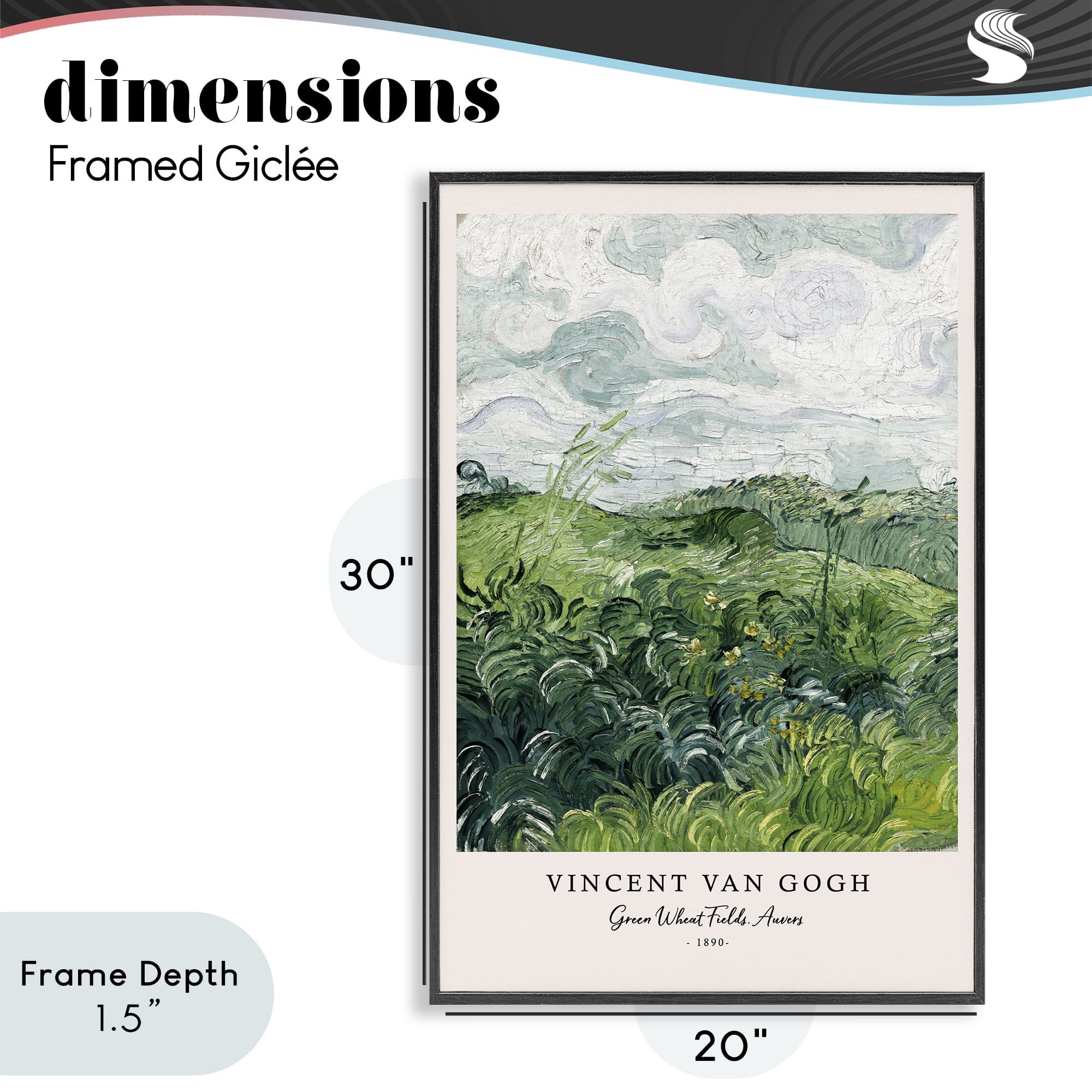 Stupell Industries Classic Green Wheat Fields Black Framed Giclee Art, design by Vintage Hustle