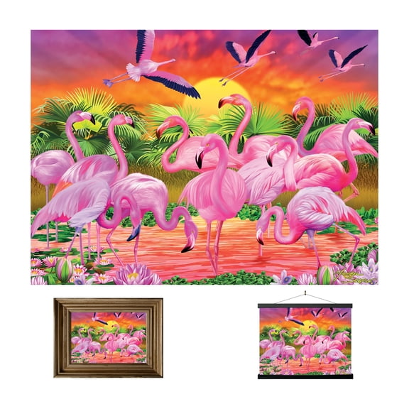 3D LiveLife Lenticular Wall Art – Flamingo Lingo by Deluxebase | 3D Animal Art by Michael Searle