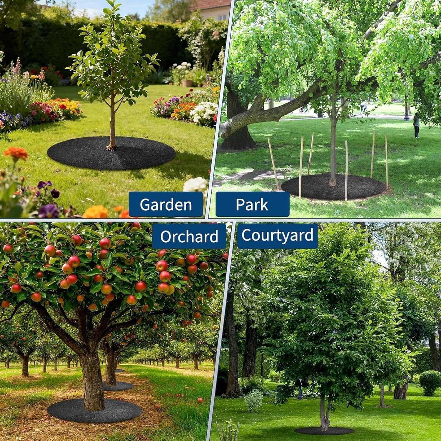 40.15 Inch Non-Woven Tree Mulch Ring - Degradable Tree Protector Mat, Biodegradable & Reusable Tree Mulching Ring for Landscaping, Weed Control, and Root Protection(xxw)