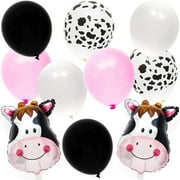 62 Pcs Farm Animal Cow Print Latex Balloons 18" for Kids Barnyard Birthday Party Decorations