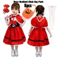 thumbnail image 3 of Disfraz de Caperucita Roja de Halloween para niña con capa, vestido de princesa, traje de cuento de hadas para actuación de Navidad para niños, 3 of 5