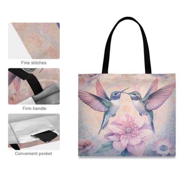 Canvas Tote Bag for Women Girls Design Print Harmony Of Hummingbirds Tote