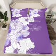 thumbnail image 2 of Manfei Retro Flower Twin Sheet Sets,Modern Aesthetic Art Twin Fitted Sheet,Purple White Ombre Flat Sheet For Men Women,Luxury Bedroom Decor,3pcs, 2 of 7