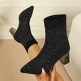 thumbnail image 6 of Willtoo Womens Pointed Toe Block Heel Sock Ankle Boots Stretch Knit Slip On Short Boots Fashion Non Slip Booties for Daily Outfits, 6 of 6