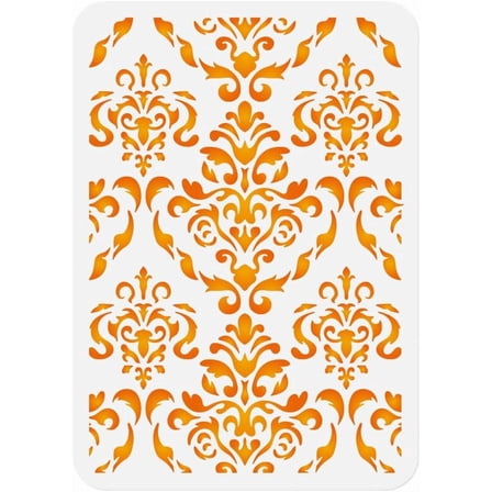 Damask Wall Stencil Template 11.7 x 8.3 Inch Reusable Plastic Art Stencil for Painting on Wood Wall Floor Fabric Glass Furniture DIY Home Decor Stencil Craft Drawing Stencil Mixed Color