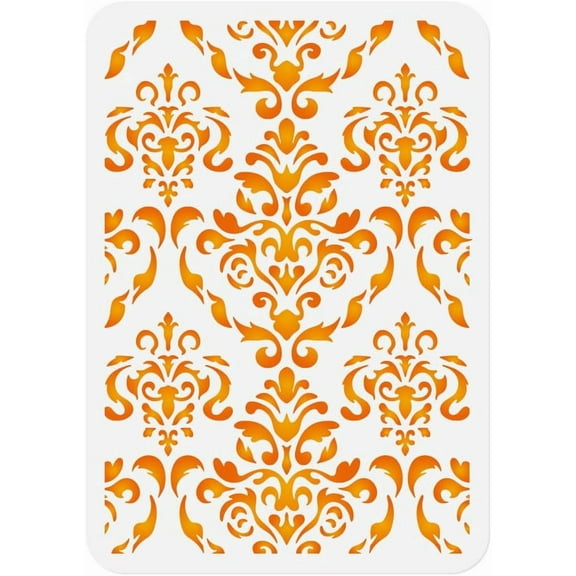 Damask Wall Stencil Template 11.7 x 8.3 Inch Reusable Plastic Art Stencil for Painting on Wood Wall Floor Fabric Glass Furniture DIY Home Decor Stencil Craft Drawing Stencil