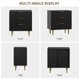 thumbnail image 4 of QinaQin Cómoda moderna de 3 cajones con frente acanalado, mueble de madera con detalles metálicos para recámara, sala o recibidor, 4 of 7