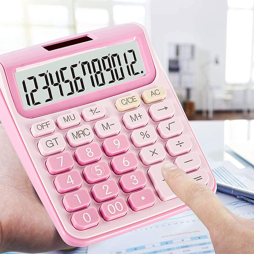 SagaSave Desktop Calculator with 12 Digits Large LCD Display for Office School Adults and Students