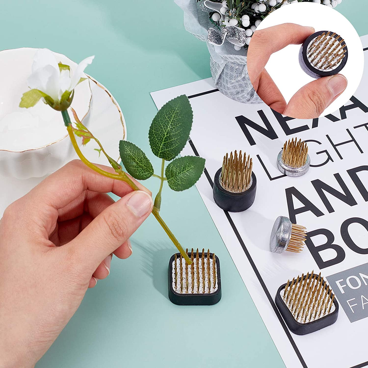 5 pcs 3 Sizes Mini Ikebana Flower Holder Square/Round Floral Arranging Pin Frog Spiky Frog Fixed Holder Tools for Plants Making DIY