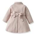 thumbnail image 4 of KYAIGUO Toddler Girls Dress Coat Baby Winter Warm Bow-Tie Trench Outerwear Long Sleeve Button Mid-Length Peacoat Jacket 1-6T, 4 of 9