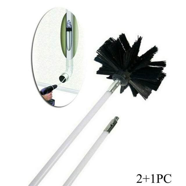 MYG for Chimney Sweeping Cleaner Brush Set with 2 Flexible Rods 24 Inch Long, 4 Inch Nylon Brush Head, Flue Cleaning System Fireplace Tool Kit for Dryer Vent Lint Removal