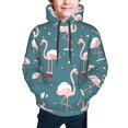 thumbnail image 5 of Kll Unisex Kids Boys Girls Hooded Pocket Pullover Hoodies-Elegant Flamingo, 5 of 9