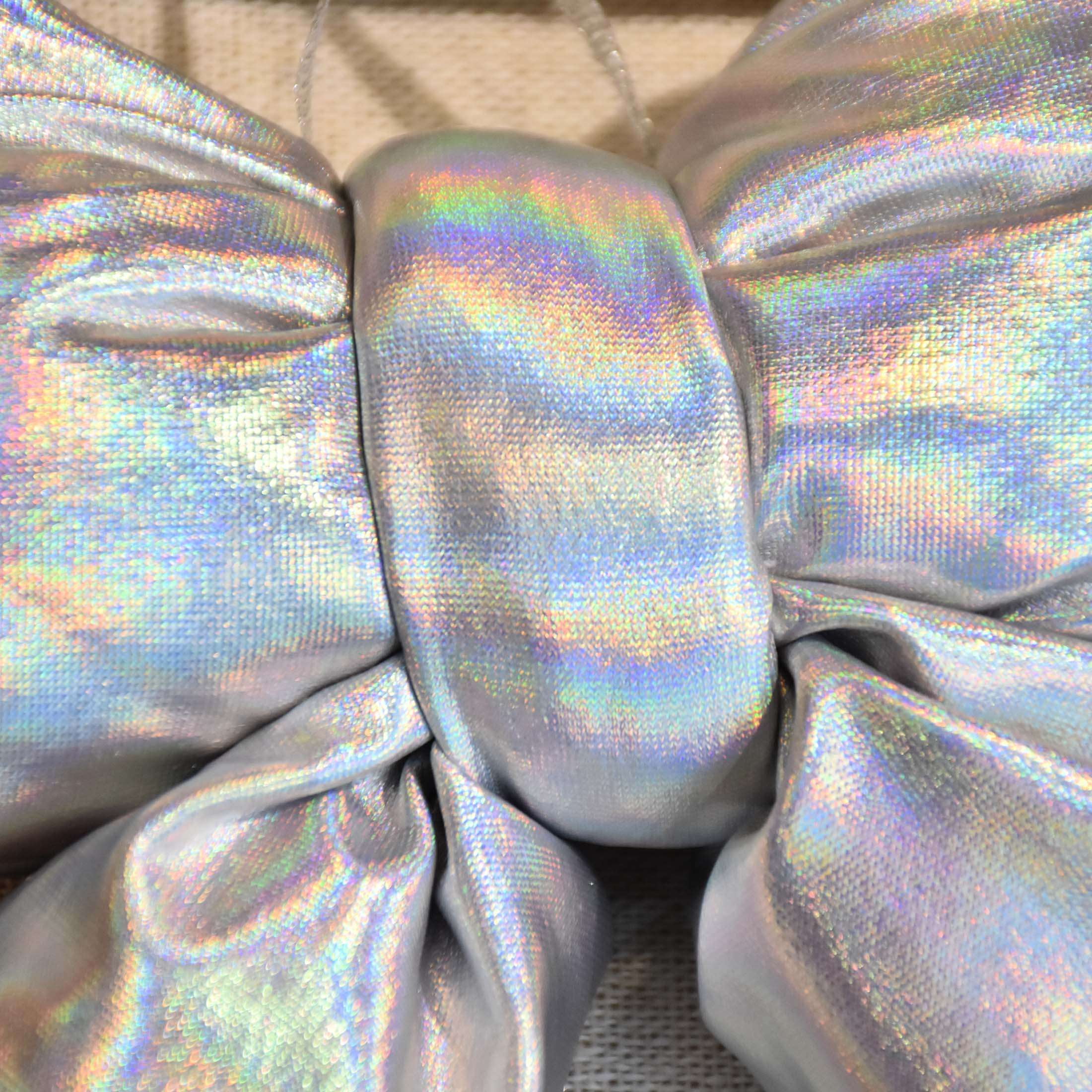 Holiday Time 1 Count 5.5" Christmas Metallic Puffy Bow Ornament, Silver, Measures 5.5" in height