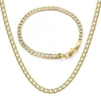 4MM Diamond-Cut Curb Cuban Necklace Bracelet Set Gold Filled WOMEN MEN 8"  20"