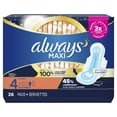 Always Maxi Overnight Pads with Wings, Size 4, Overnight, Unscented, 26 Ct