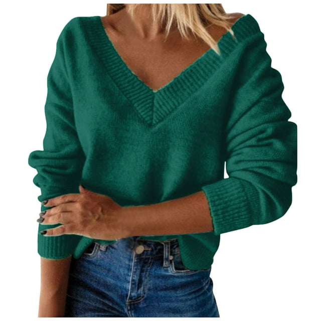 Outfmvch sweaters for women Long Sleeved Sweater Cotton Cashmere Loose
