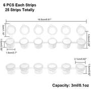 125 Strips Mini Empty Paint Pots 750 Pots 3ml/ 0.1oz Paint Pot Pod Strips Arts Crafts Plastic Storage Containers Painting Cup Pots for Classrooms School Summer Camps Festival diy