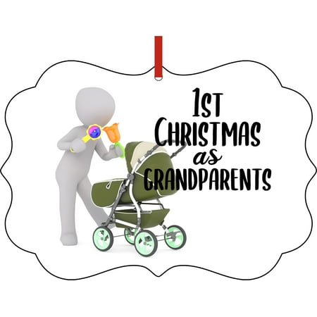 Grandparents First Christmas Poem Ornaments Baby Ornament 1st Christmas as Grandparents Carraige Ornament Christmas Décor ()