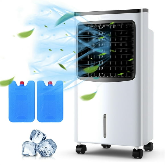 Costway Acondicionador de Aire Evaporativo con Ventilador y Humidificador Negro y Blanco 38 x 28,5 x 74 cm