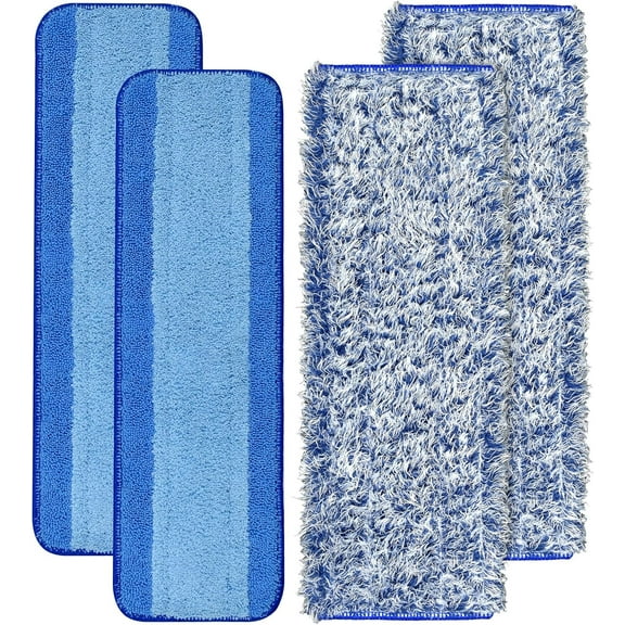 4 Pack Microfiber Cleaning Pad for Bona Mop,Mop Head Cleaning Pads Replacement,Microfiber Mop Pads for 18Inch Mop,Includes 2 Microfiber Cleaning Pad and 2 Dusting Pad