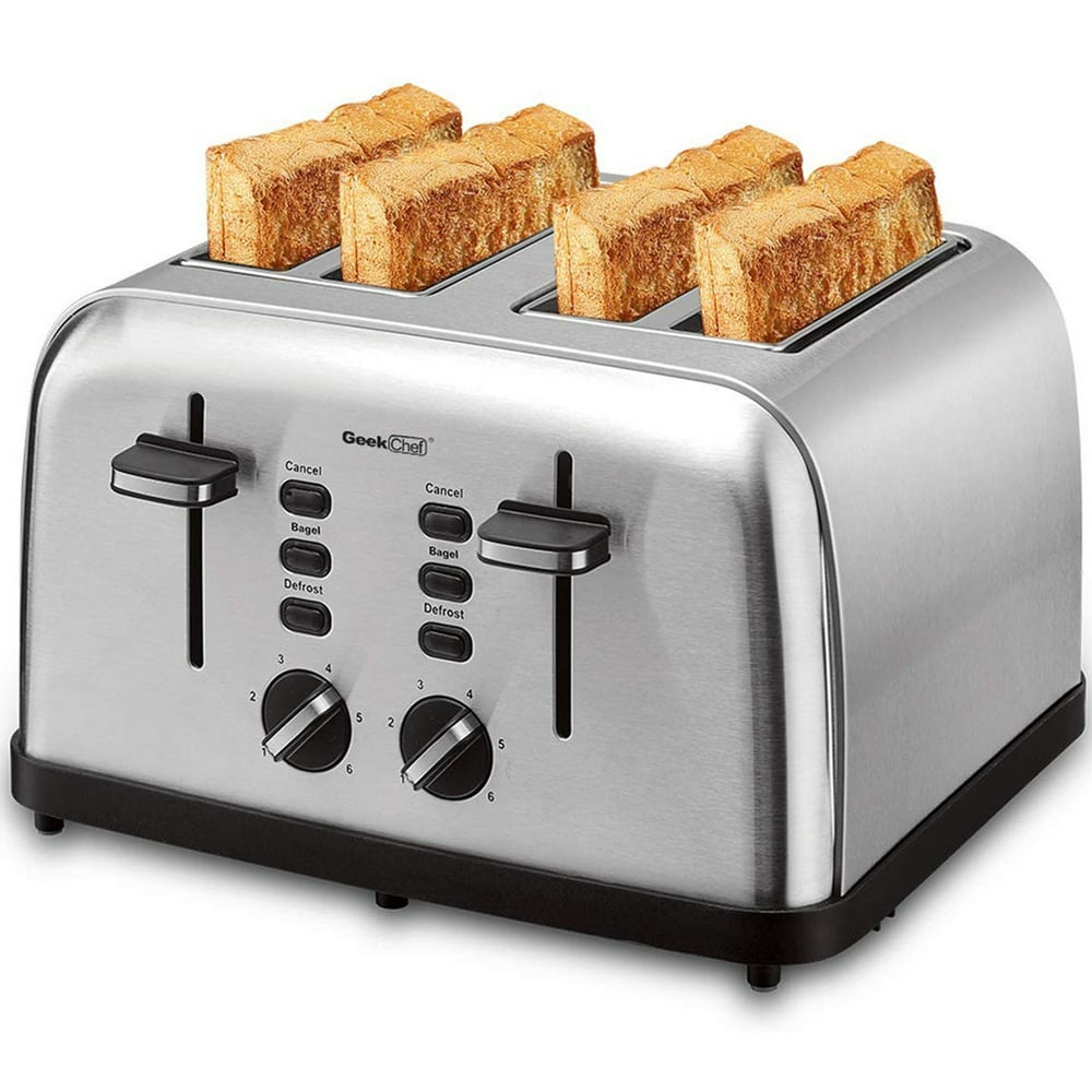 Geek Chef Toaster 4 Slice, Stainless Steel Toaster with Dual panels