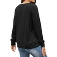 thumbnail image 6 of Xuanfei Women Buttons Solid Color Crew Neck Long Sleeve Top, 6 of 6