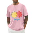thumbnail image 2 of Camisas de Manga Larga para Hombres Imprimir Casual Cuello Redondo Blusa de Manga Corta, Camisas de Lino para Hombres, 2 of 8