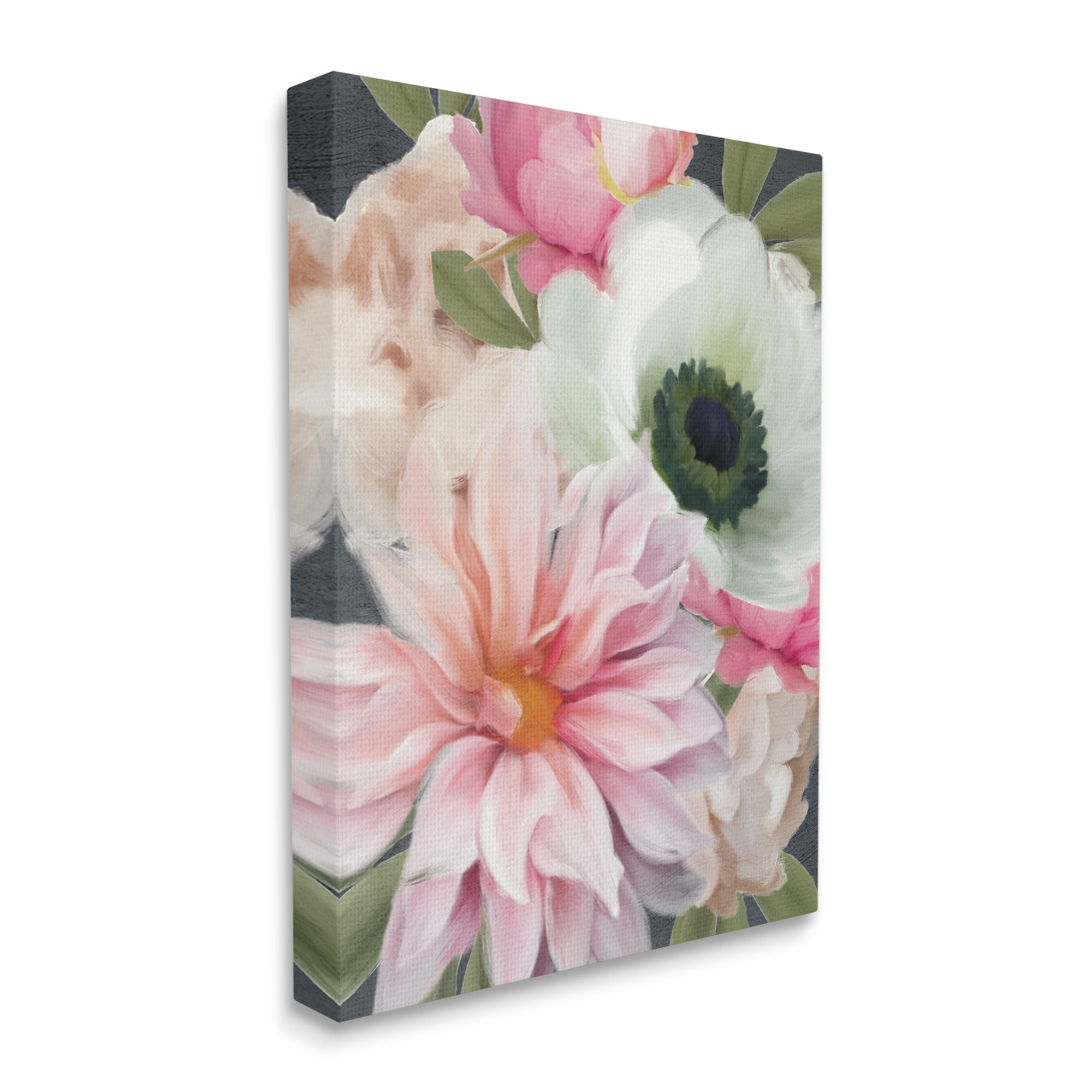 Stupell Industries Beautiful Floral Closeup Peony Dahlia Pink Blossoms Painting Gallery-Wrapped Canvas Print Wall Art, 30x40, by Heidi Kuntz