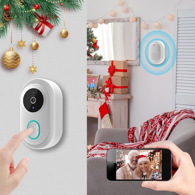 Timbre inteligente con video remoto inalámbrico inteligente, timbre visual inteligente, timbre de seguridad con wifi y visión nocturna HD para el hogar.
