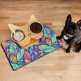 thumbnail image 3 of Boho Retro Floral Pet Feeding Mat-Abstract Art Pattern Absorbent Pet Placemat for Food and Water Bowl, with Waterproof Rubber Backing, Quick Dry Water Dispenser Mat for Dog and Cat (12"x20"), 3 of 7