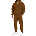 thumbnail image 5 of Garbnen Fleece Mens Sweatsuits 2 Piece Set Full Zip Pullover Men Joggers Pants Sets Workout Athletic Fall Winter Fluffy Flannel Fuzzy Sweatsuits for Men Brown, 5 of 7