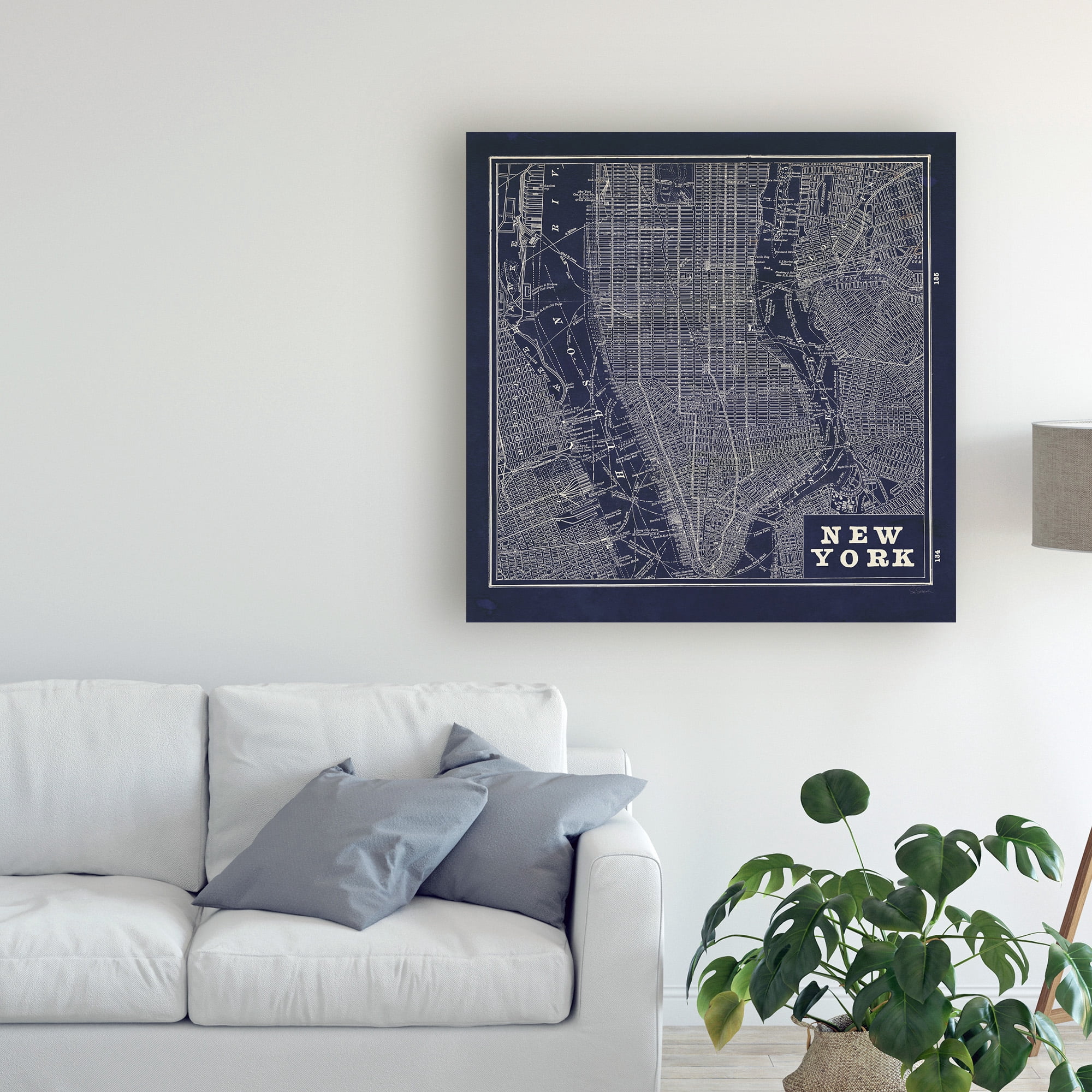 Trademark Fine Art 'Blueprint Map New York Square' Canvas Art by Sue Schlabach
